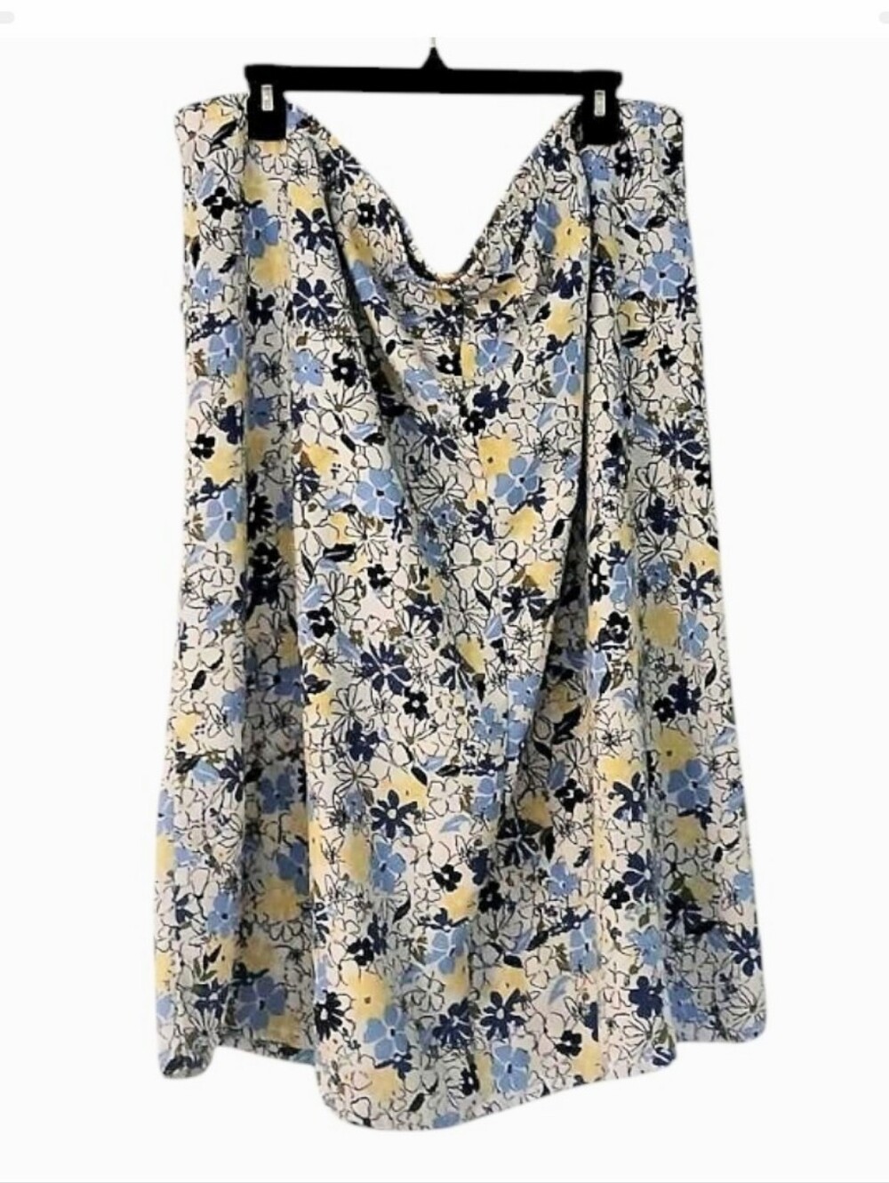 Blair Size XLG Skirt Blue Yellow Navy Floral Print on White Midi